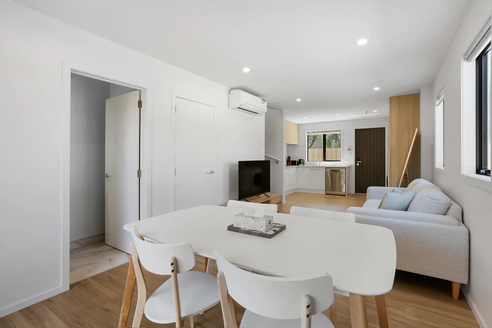 Dining and living area in a real M&L-managed Christchurch accommodation asset